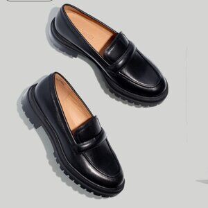 Madewell The Bradley Lugsole Loafer in Black Leather Size 6.5